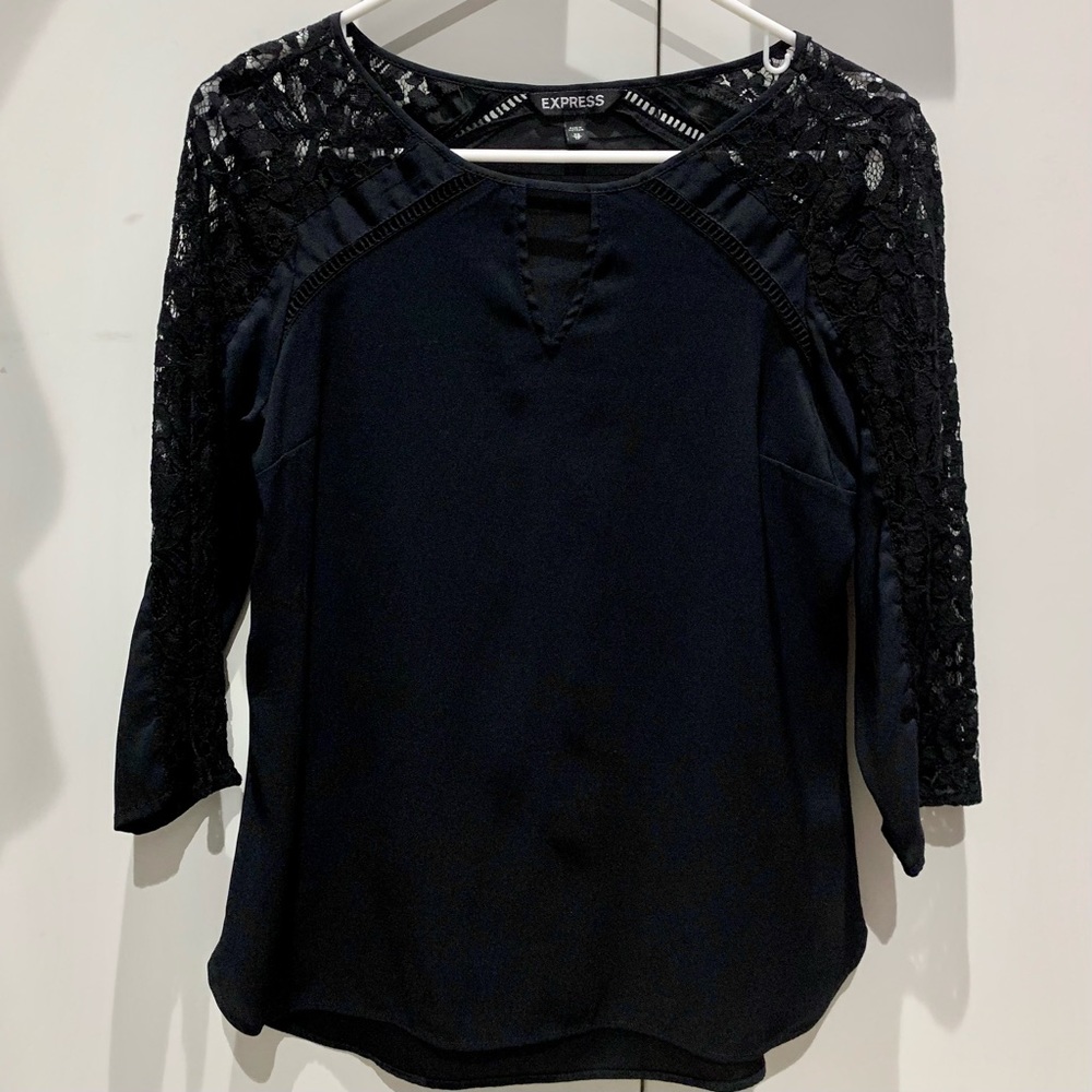 Express Black Lace Blouse - Picture 1 of 4